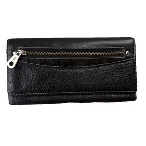 Chloe Long Leather Black Wallet Bi Fold Zip Front
